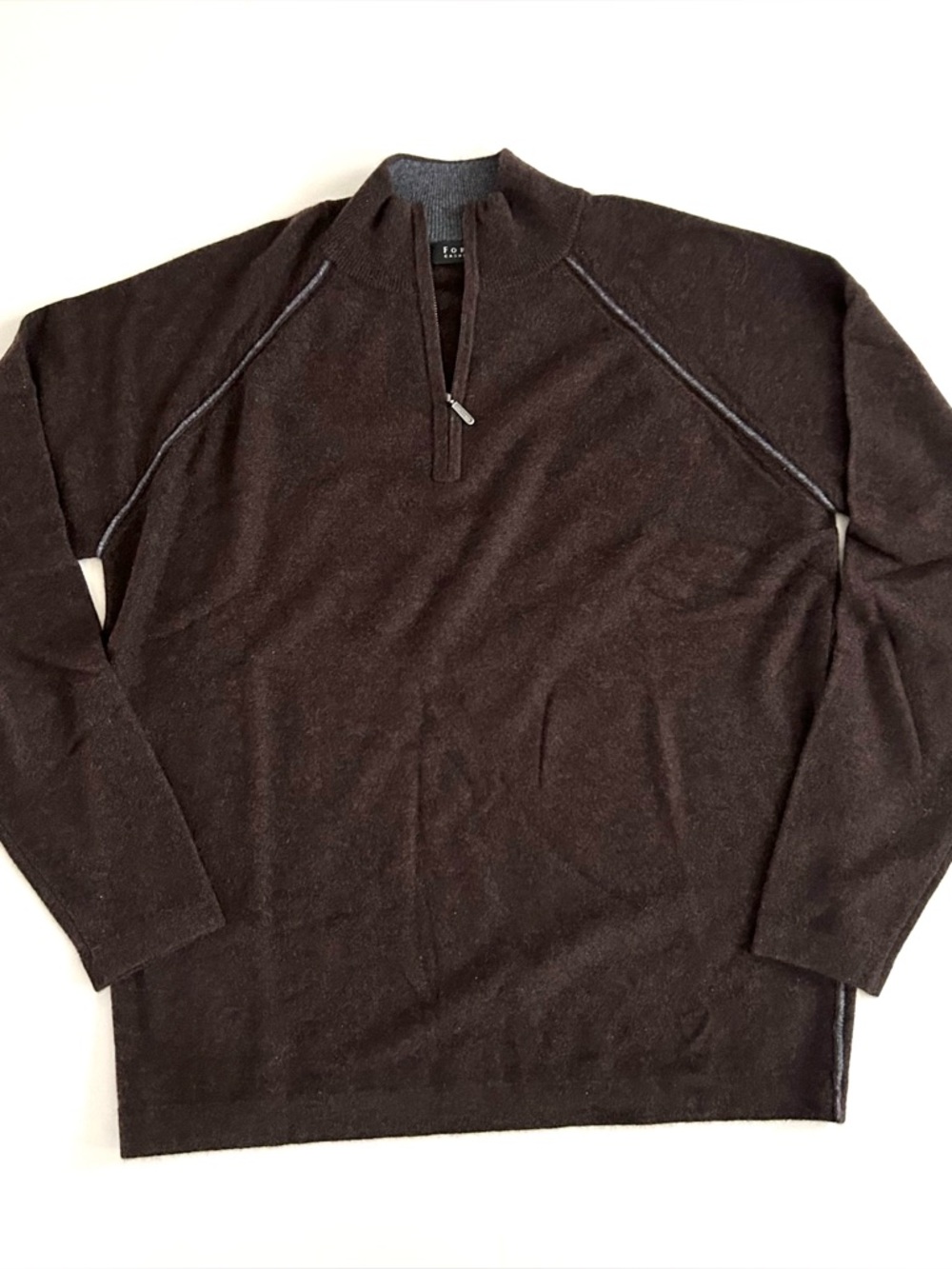 Forte Cashmere Quarter-Zip Mock Sweater - Size L - Mens